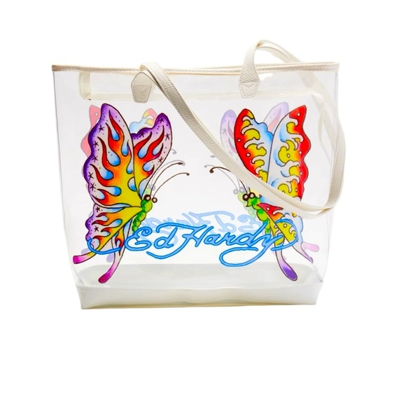 Ed Hardy NWT Clear Butterfly Tote w/ Wallet – $159 MSRP – Iconic Y2K Bag - Picture 1 of 8